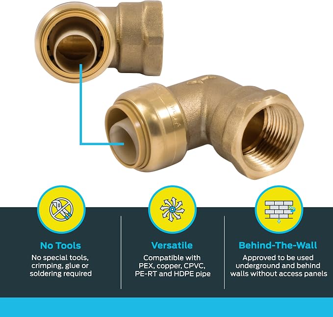 SharkBite 3/4 Inch x 3/4 Inch 90 Degree Female Adapter Elbow, Push to Connect - Image 3
