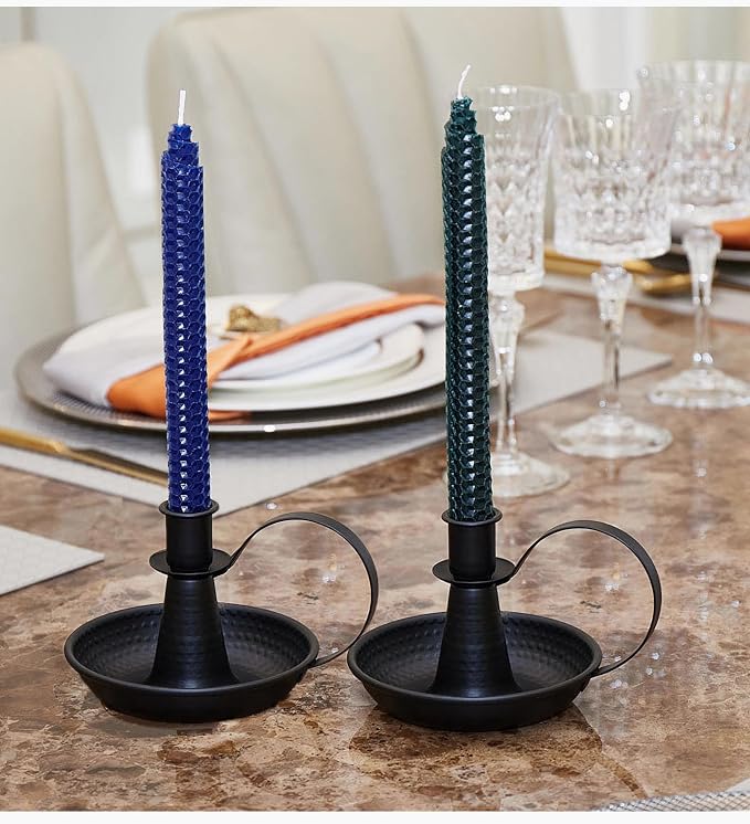 Black Retro Iron Taper Candle Holders - Image 4