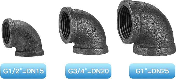 3/4" Pipe Fitting Threaded Elbow, DN20 40 Pack Gray Metal Elbow - Image 3