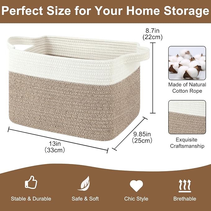 OIASKET Storage Basket for Organizing, Woven Baskets for Storage, Rectangle - Image 2