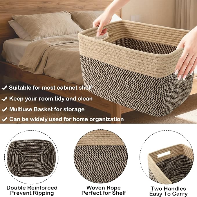 3 Pack Woven Baskets, Storage Baskets - Image 3