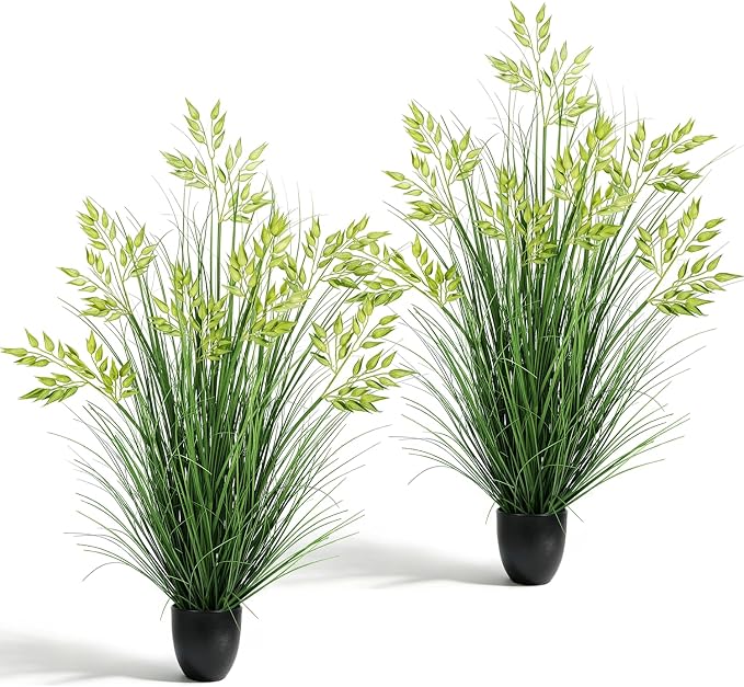 2 Pcs 4FT Tall Artificial Grass Plants Potted Fake Greenery Floor Plants | Faux - Image 7
