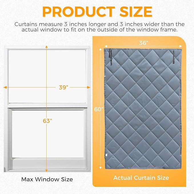 Window Insulation Kit 39"x63" | 3-Layer Cotton Thermal Insulated Window Cover - Image 4