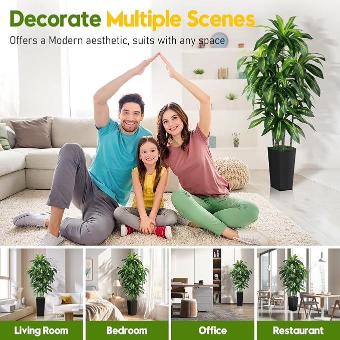 Artificial Dracaena Tree Indoor, 6FT Tall Fake Tree - Image 6