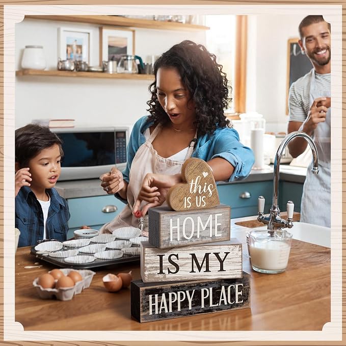 Conelist 4 Pcs Farmhouse Table Decoration Home Sweet Decor, Vivid Heart | This - Image 5