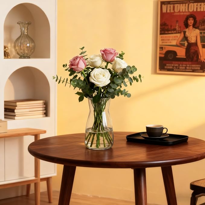 Der Rose 8" Flower Vase Clear Glass Vase - Image 5