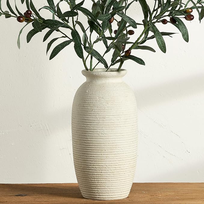 Ceramic Flower Vase, 12.5" Large Rustic Farmhouse Vases Home Decor Tall Pottery by ooit