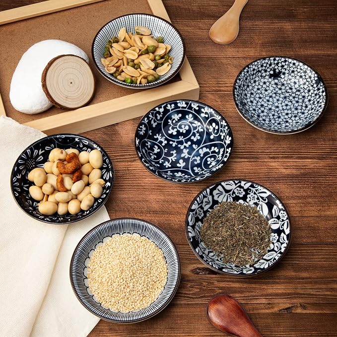 Eisinly 6 Pack Dipping Bowls, 3 OZ Small Ceramic Soy Sauce Dish, Vintage Blue | - Image 3