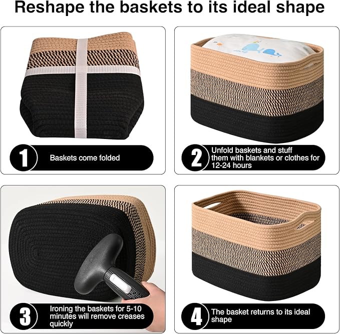 ICERZCZ Storage Baskets for Shelves Organizing, Woven Cotton Rope Baskets for - Image 7