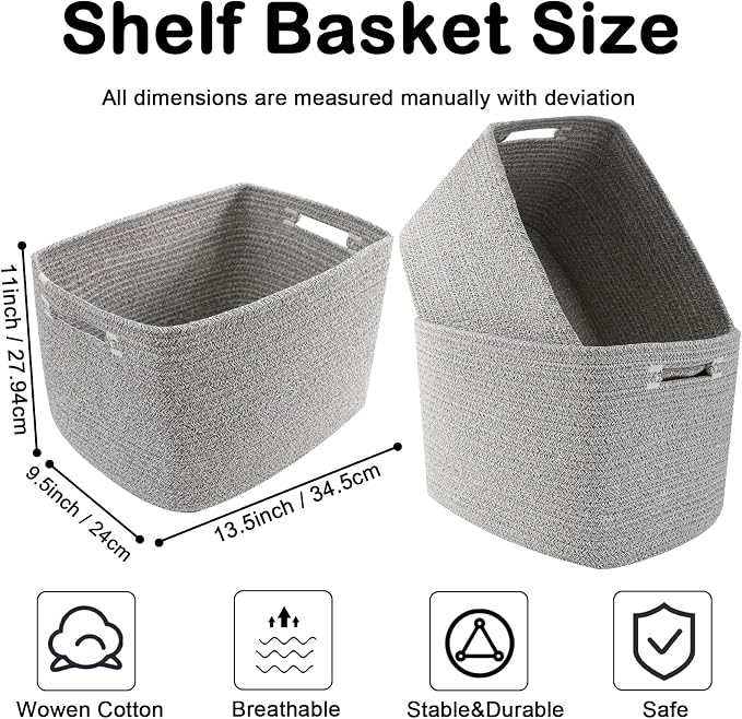 3 Pack Woven Baskets, Storage Baskets - Image 2