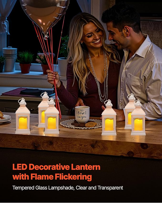VEVOR 12 Pcs Decorative Candle Lantern, LED Electric Flameless Candle, Plastic - Image 2