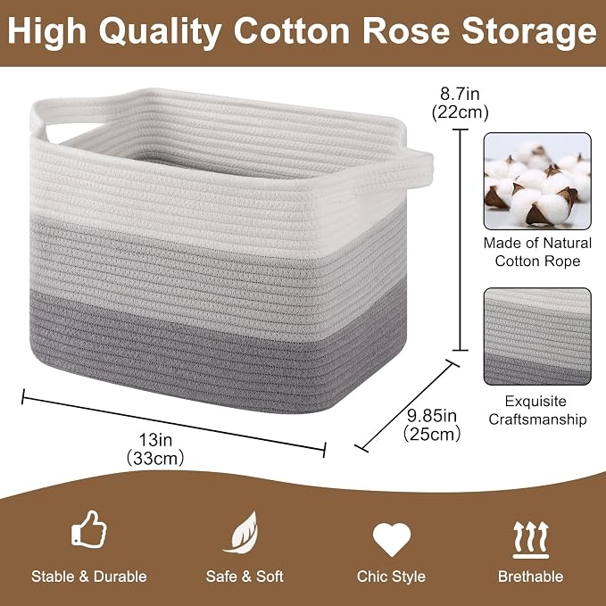 OIASKET Storage Basket for Organizing, Woven Baskets for Storage, Rectangle - Image 2
