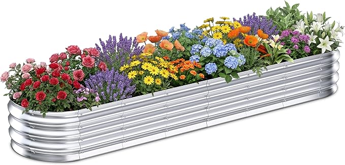 Galvanized Raised Garden Bed Outdoor, Easy Assemble Small Oval Plant Container by Tegarbed