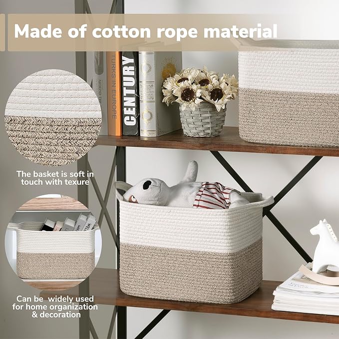 Goodpick Woven Storage Basket for Shelves, Light Brown | Stylish Gift Basket - Image 4