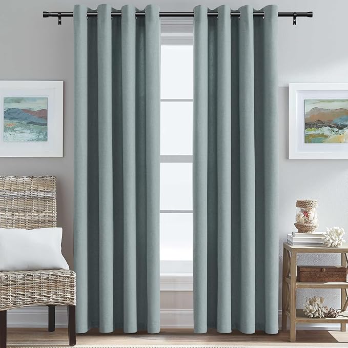 H.VERSAILTEX Room Darkening Curtains 96 inches Long 2 Panel Set, Faux Linen by HVERSAILTEX