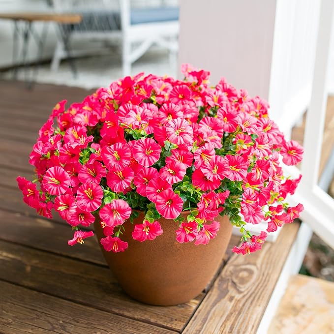Artificial Flowers for Outdoors Fake Plants Outside Decoration, 12 Bundles Silk - Image 9