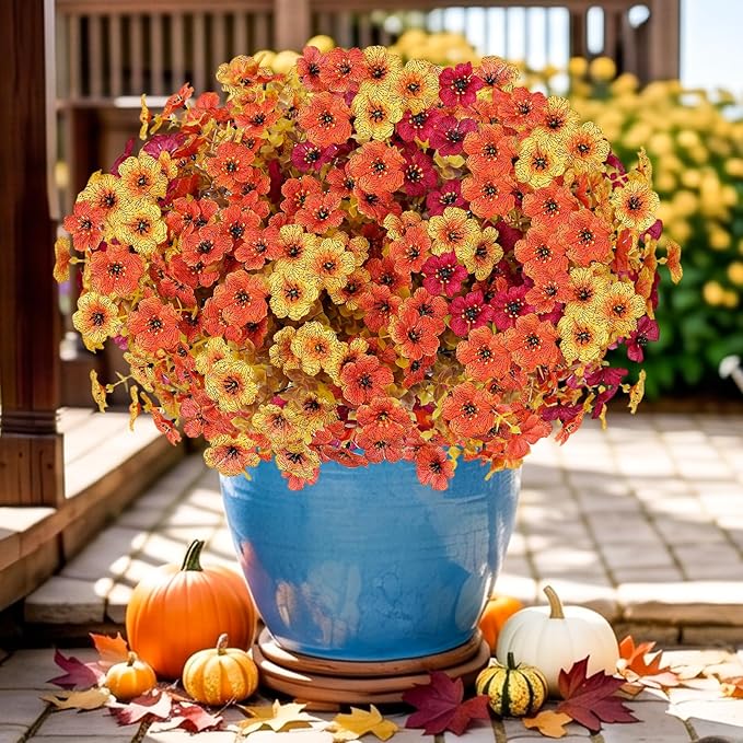 Artificial Flowers for Outdoor, Silk Flowers No Fade Fake Plastic Flowers Faux by LetuoClipsClipsandHooks