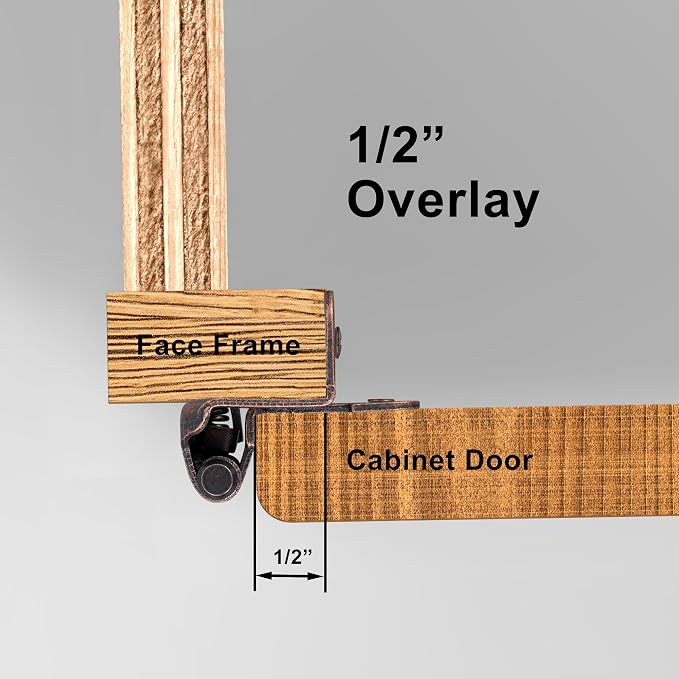 Oil Rubbed Bronze Cabinet Hinges, 1/2” Overlay, 4 Pack | - Image 2