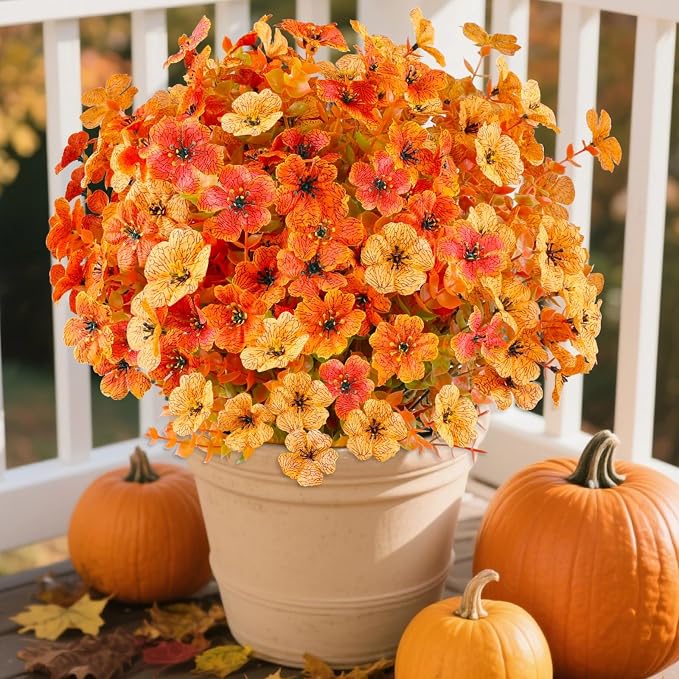 AGIRL Artificial Fall Flowers Fake Mums Outdoor, Faux Plant Porch Decor Home | - Image 8