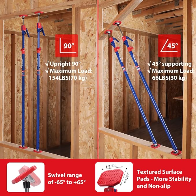 WORKPRO Cabinet Jacks, 54-114 in Adjustable Support Pole, 154 lbs, Steel - Image 3