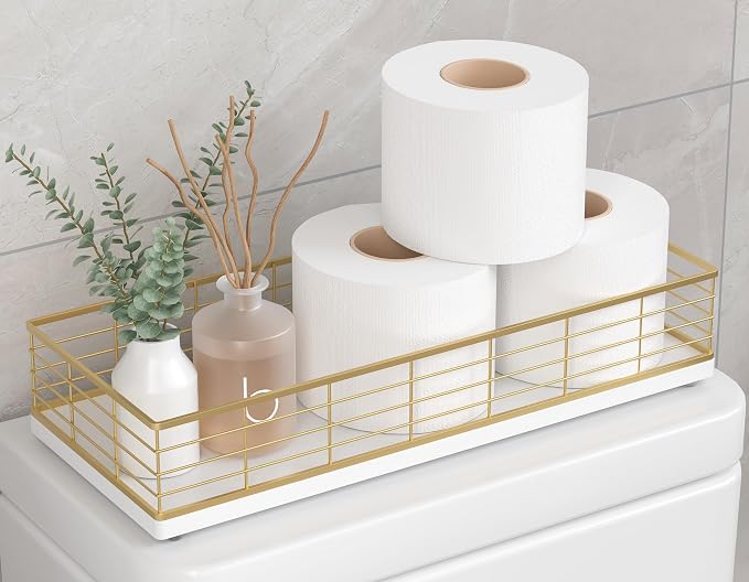 Toilet Paper Storage Basket, Narrow Bathroom Countertop Organizer by Focusonit