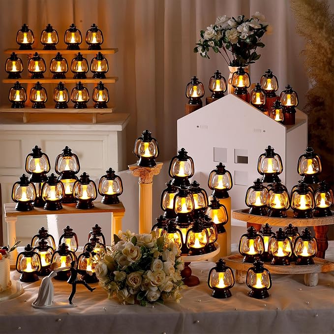 Ferraycle 72 Pcs Mini Lanterns 4 Inch Black Lamp Table Decor | Western Cowboy - Image 6