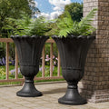 Tall Plastic Urn Planters and Pedestal by Outdoorchairs