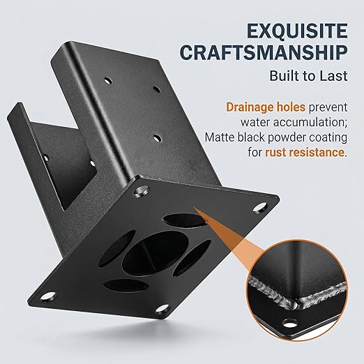4×4 Post Base 2Pcs, Inner Size 3.58"x3.58" Post Brackets, Heavy Duty - Image 2
