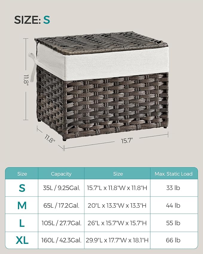 SONGMICS Storage Basket with Lid, Woven Blanket Storage Bin with Handles - Image 6