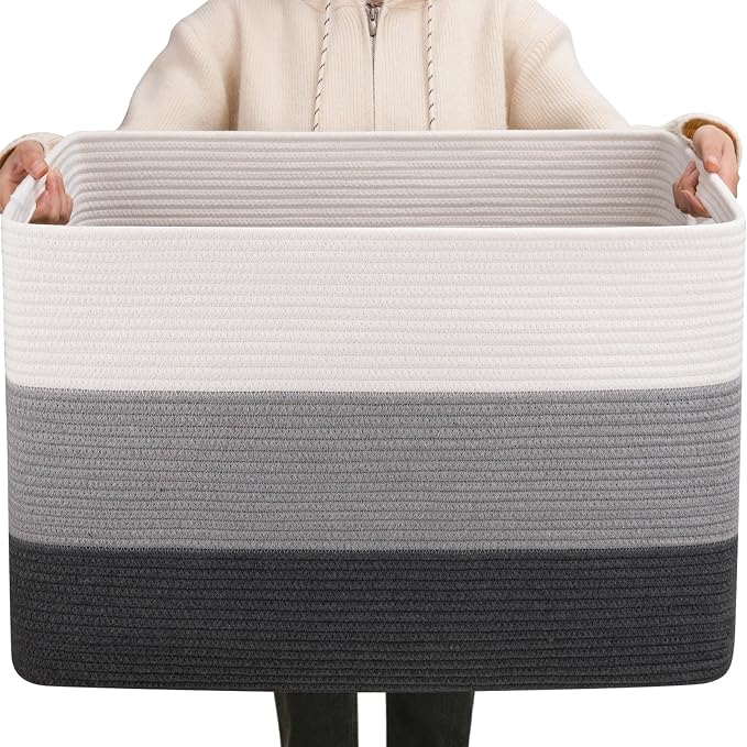 OIAHOMY 108L Extra Large Blanket Basket Dog Toy Basket radient Dark Grey | by MasterofSpaceOptimization