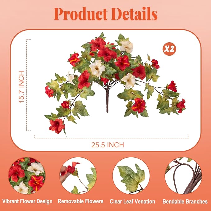 Ammyoo Artificial Fall Flowers Fake Petunias Plants - Image 2