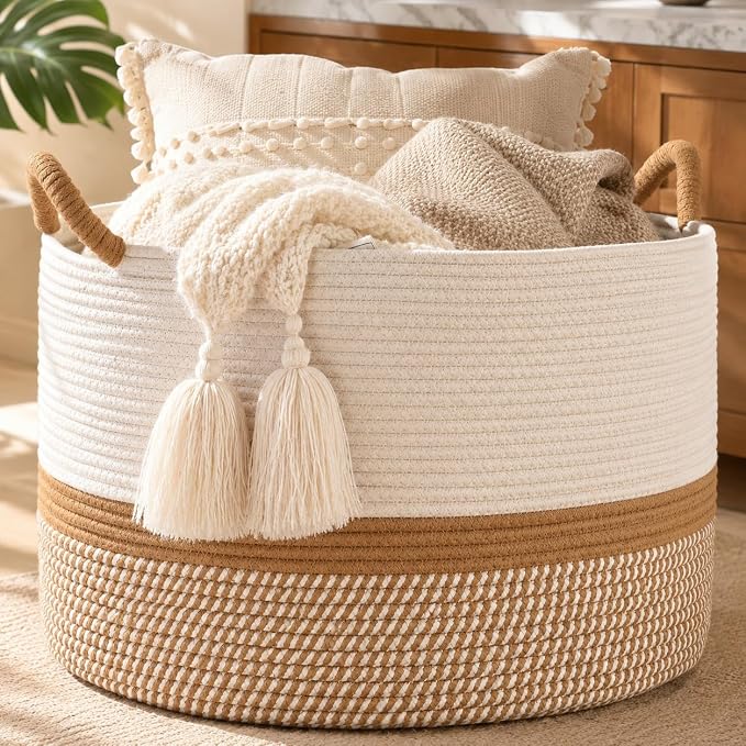 KAKAMAY Large Blanket Basket by KAKAMAY