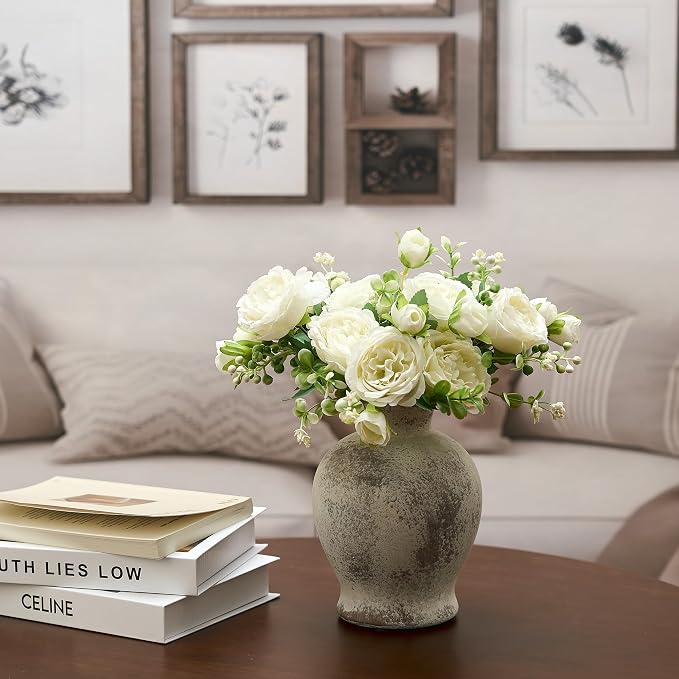 7.2" Ceramic Vase for Home Decor, Decorative Terracotta Farmhouse Rustic Vases - Image 5
