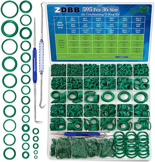 ZDBB 595 Pcs Automotive AC O Rings Kit, SAE and Metric Air Conditioning Orings by ZDBB