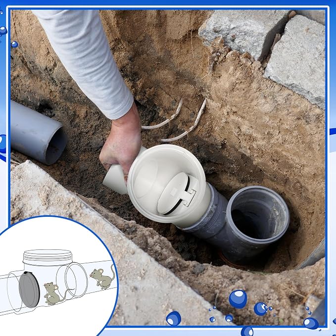 Tondiamo 2 Pcs Backwater Valve Drain Backflow Preventer Valve Prevent Sewage - Image 6