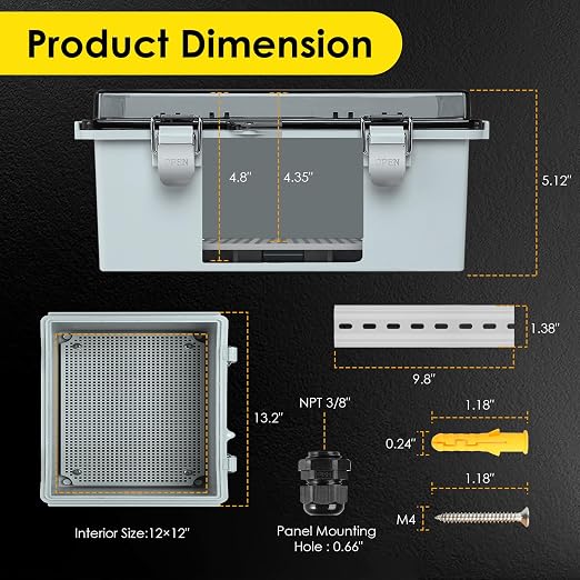 IP67 Outdoor Electrical Junction Box Waterproof 13"×13"×5" | Weatherproof - Image 3