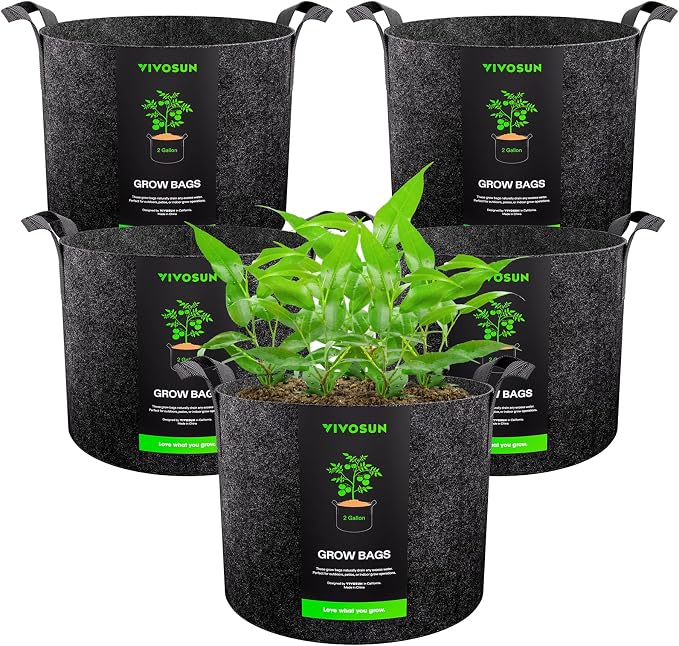 VIVOSUN 5-Pack 2 Gallon Plant Grow Bags Fabric Pots by Unknown