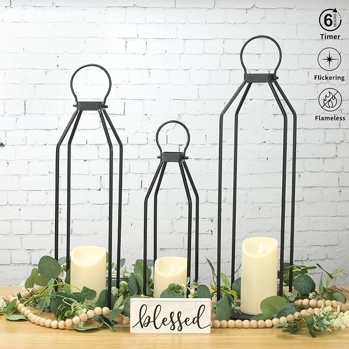 Perfnique Modern Farmhouse Lanterns, Decorative - Image 2