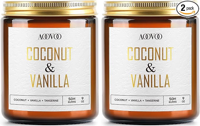 AOOVOO Coconut Vanilla Candles - 9 oz Scented Candles by AOOVOO