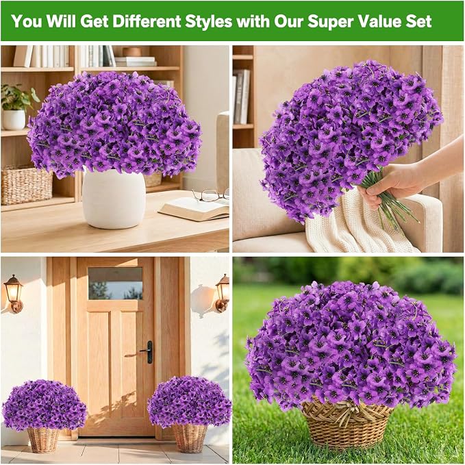 22 Bundles Artificial Flowers Outdoor, Faux Flowers UV Resistant - Image 3
