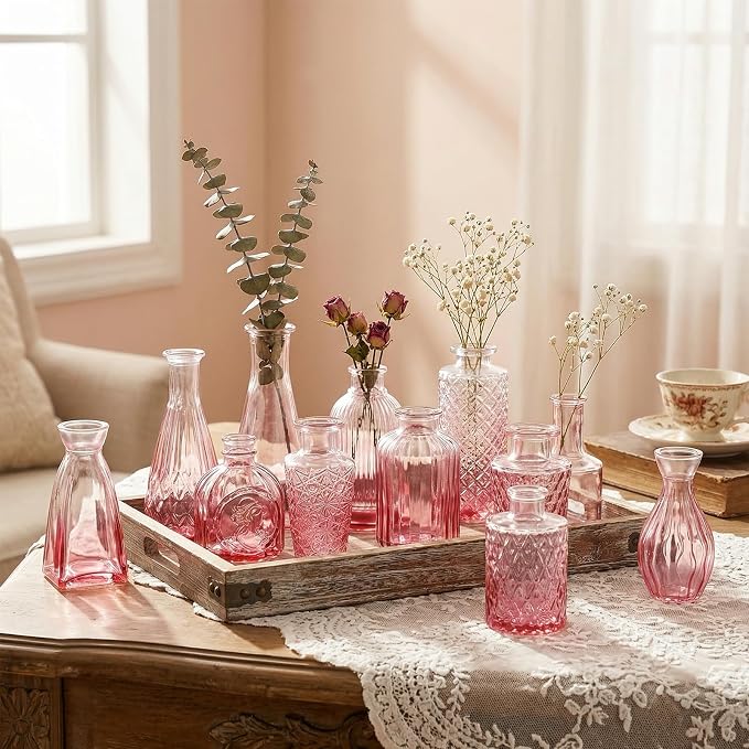 CUCUMI 12pcs Bud Vases for Centerpieces, Decorative Flower Vases for Wedding - Image 3