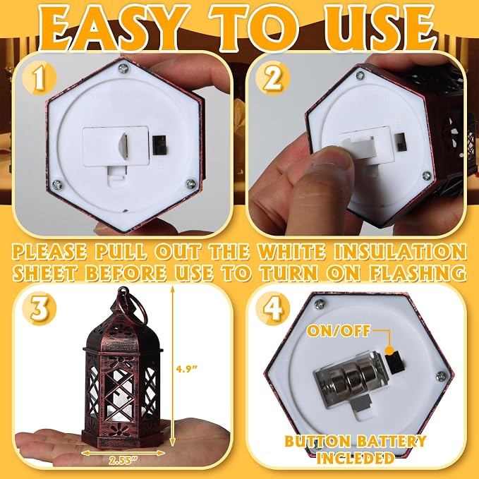 12-Pcs Mini Lanterns, Small Candle Lanterns Decorative, LED Tea Light Lantern - Image 4