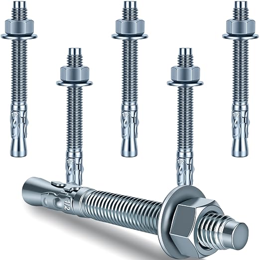 1/2 x 4-1/2 in Wedge Anchors 6 pcs Galvanized Concrete Anchors | Concrete Screw by Unknown