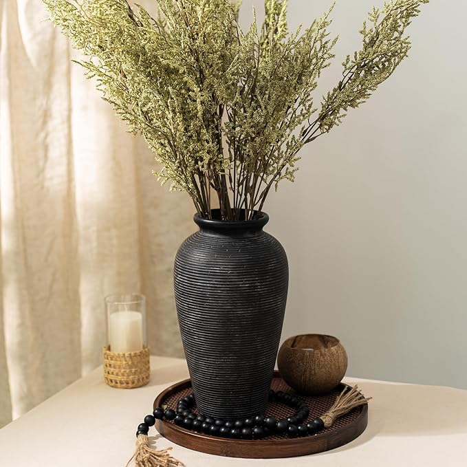 11.02 Inch Tall Vintage Ceramic Flower Vase, Rustic Farmhouse Vase - Image 2
