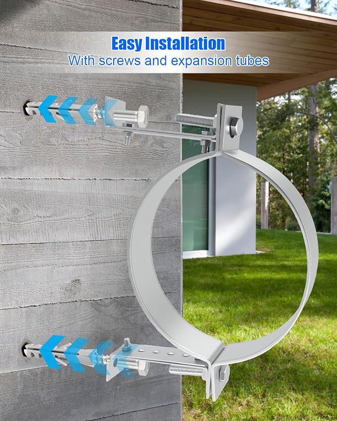 8 Inch Adjustable Pipe Bracket, Split Ring Stove Hanger Chimney Pipe Holder | B - Image 6