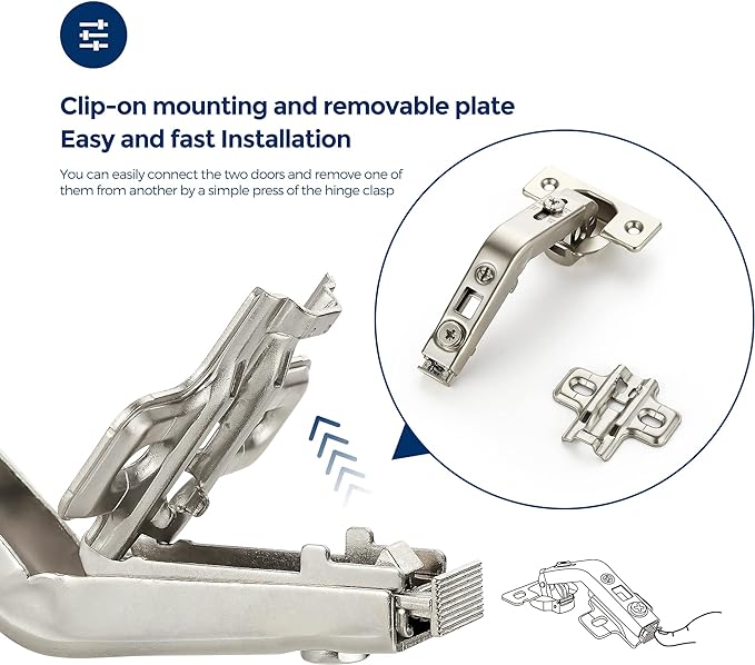 Ravinte Kitchen Cabinet Hinges, 135 Degree Door Hinges, 4 Pairs 8 Pack | - Image 3