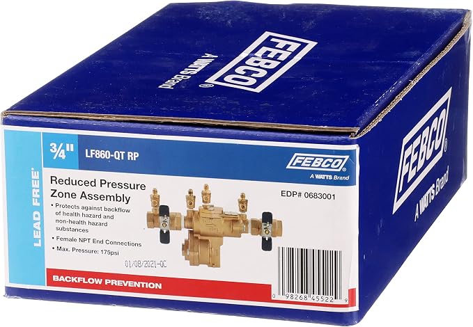 Febco LF860 Reduced Pressure Zone Backflow Preventer, 3/4" Bronze NPT - Image 5