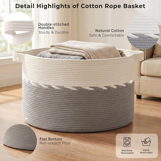 OIAHOMY 90L Extra Large Blanket Basket - Image 4