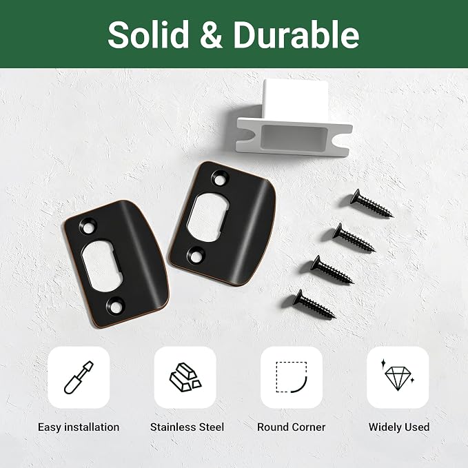 Standard Door Strike Plate, 2-1/4"x1-3/4, Deadbolt Strike Plate | 2 Pack - Image 5