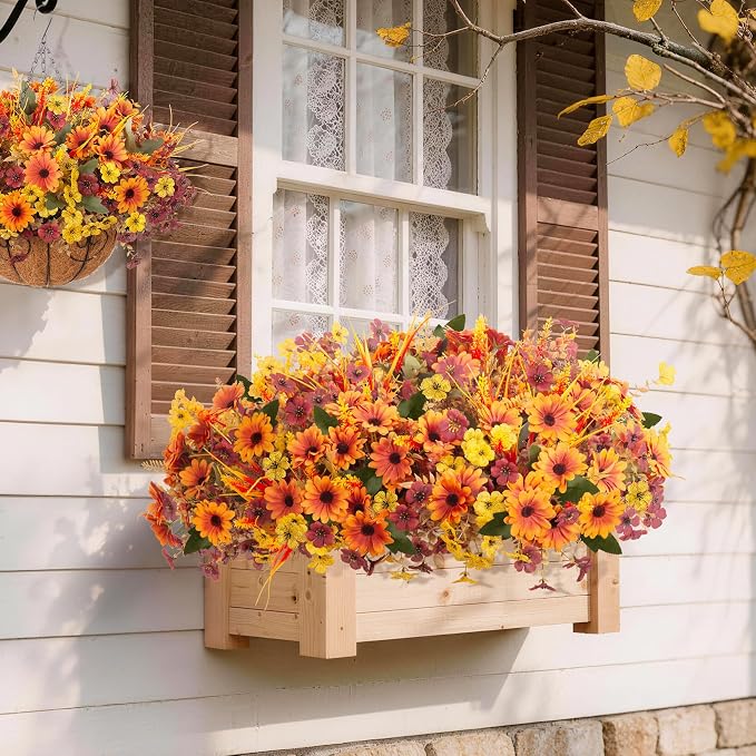 INQCMY Artificial Fall Flowers for Outdoor Porch Decoration - Image 4